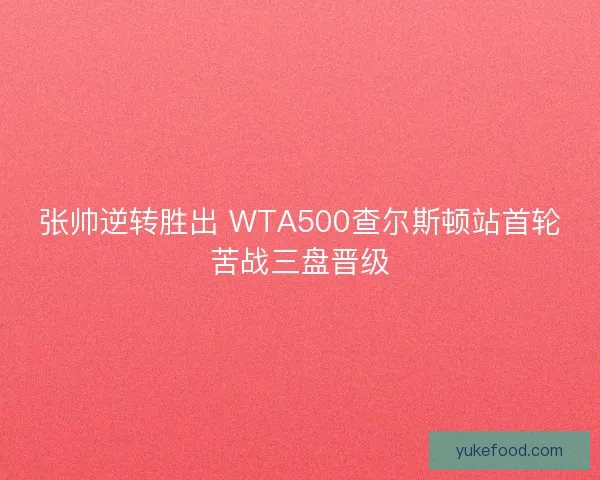 张帅逆转胜出 WTA500查尔斯顿站首轮苦战三盘晋级