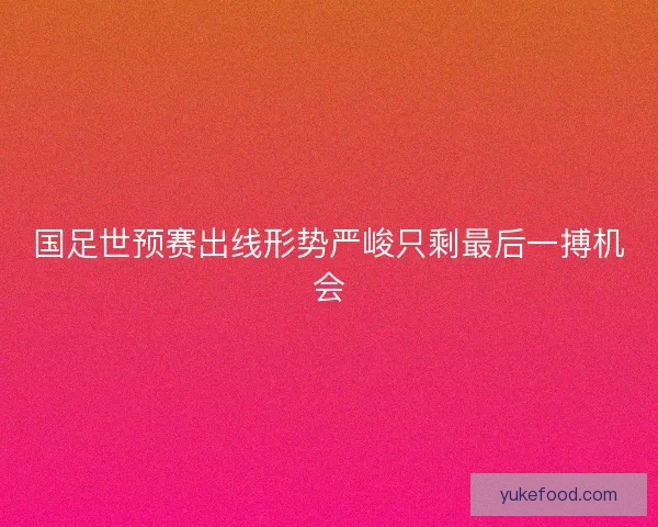 国足世预赛出线形势严峻只剩最后一搏机会