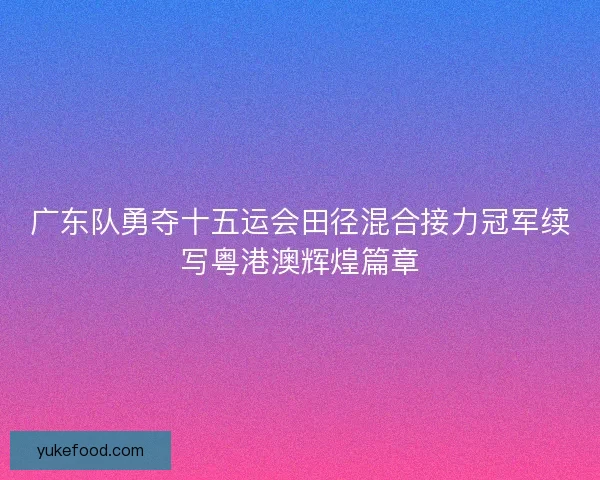 广东队勇夺十五运会田径混合接力冠军续写粤港澳辉煌篇章
