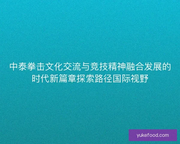 中泰拳击文化交流与竞技精神融合发展的时代新篇章探索路径国际视野